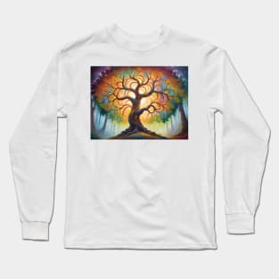 Iridescent Majesty: Ethereal Beauty of a Meticulously Painted Tree (406) Long Sleeve T-Shirt